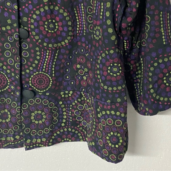Chico’s Jacket Women Size XL Colorful Embroidered Artsy Button Front Lightweight - Picture 4 of 9